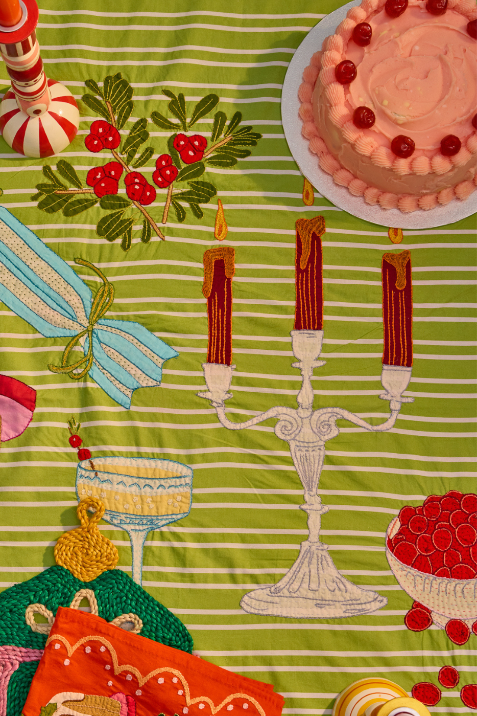 Happy Everything Stripe Tablecloth (PRE-ORDER: arrival end Oct)
