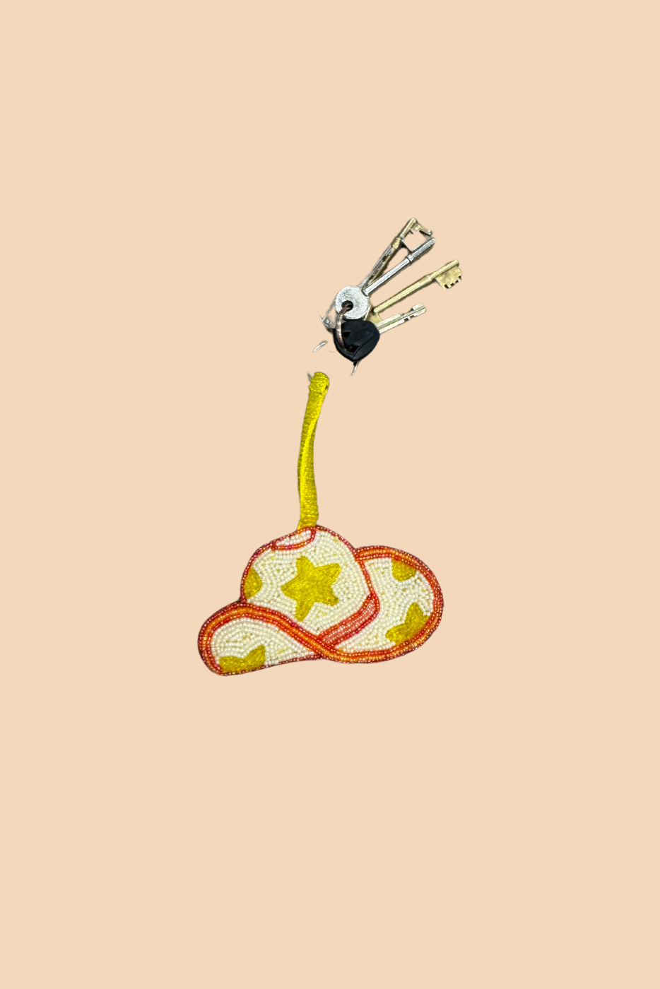 Cowboy Hat Beaded Keyring  - Pink