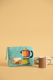 Coffee and Croissant Beaded Purse