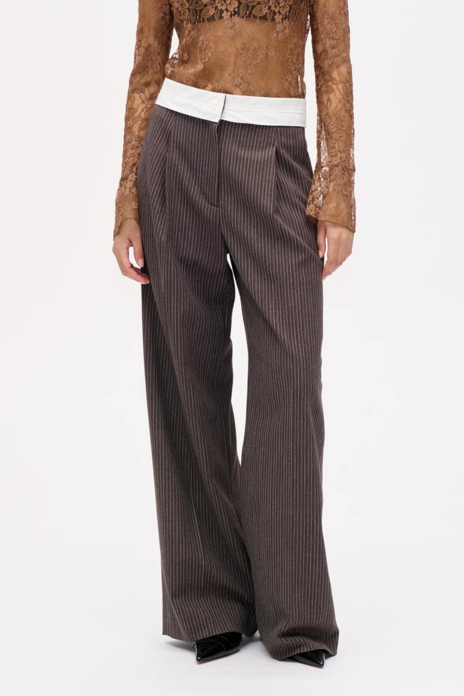Neyat Brown Pinstripe Trousers