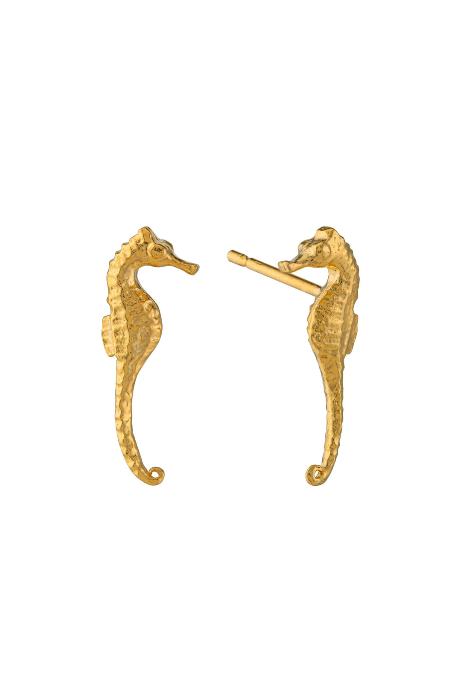 gold plated seahorse stud earring