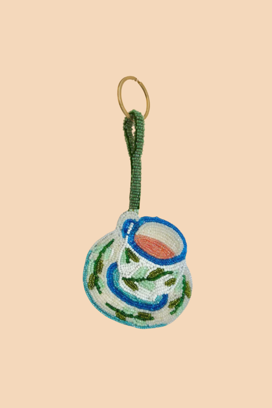 Teacup beaded charm keyring