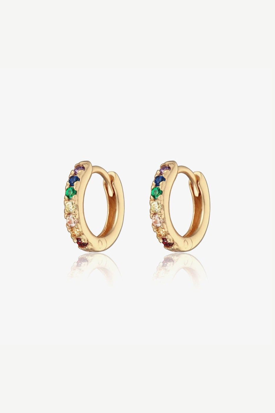 Gold Hoop Earring with Rainbow Stones