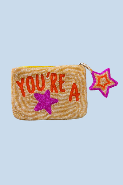 You're a Star Beaded Clutch with Star Zipper