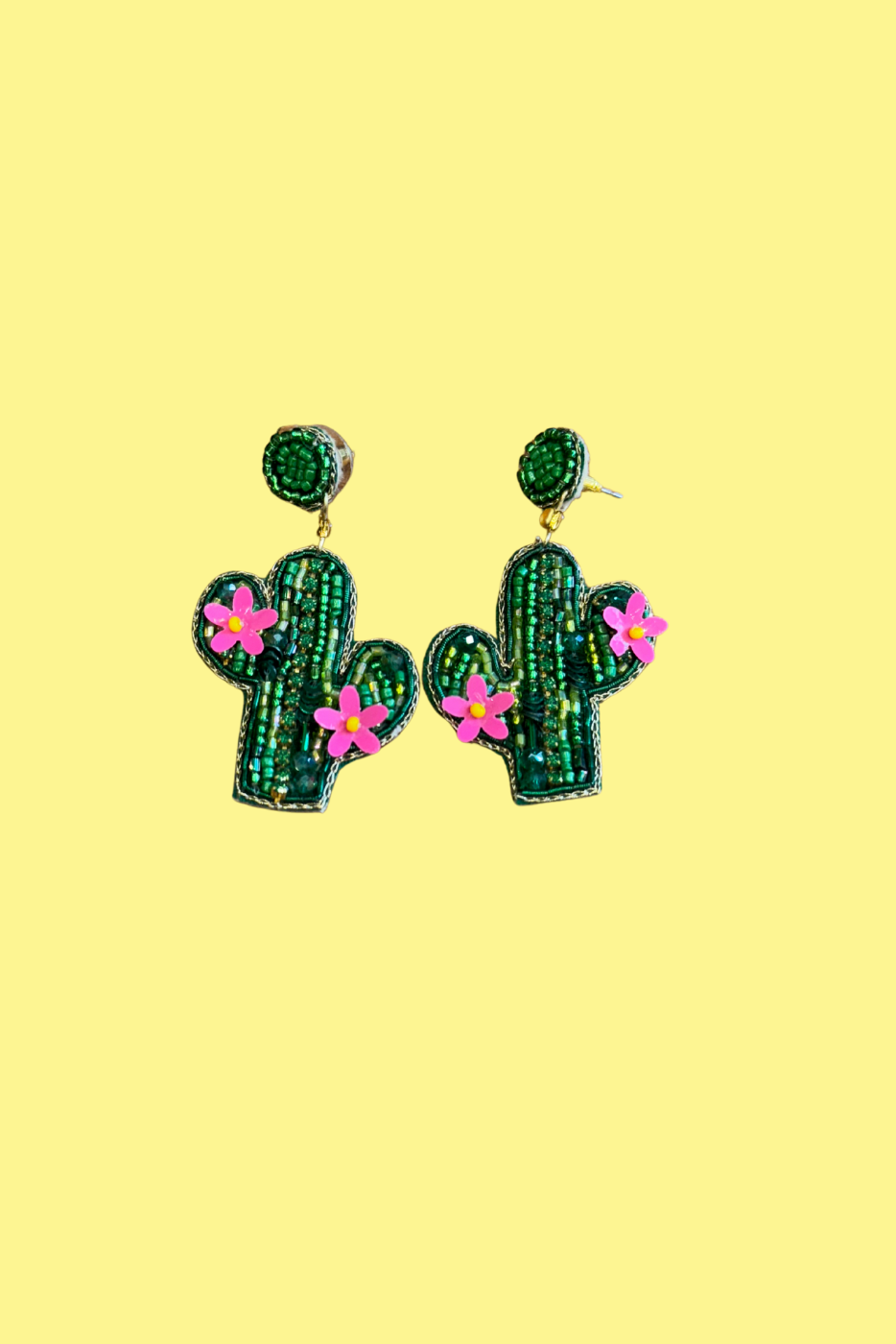 Green Cactus Earrings