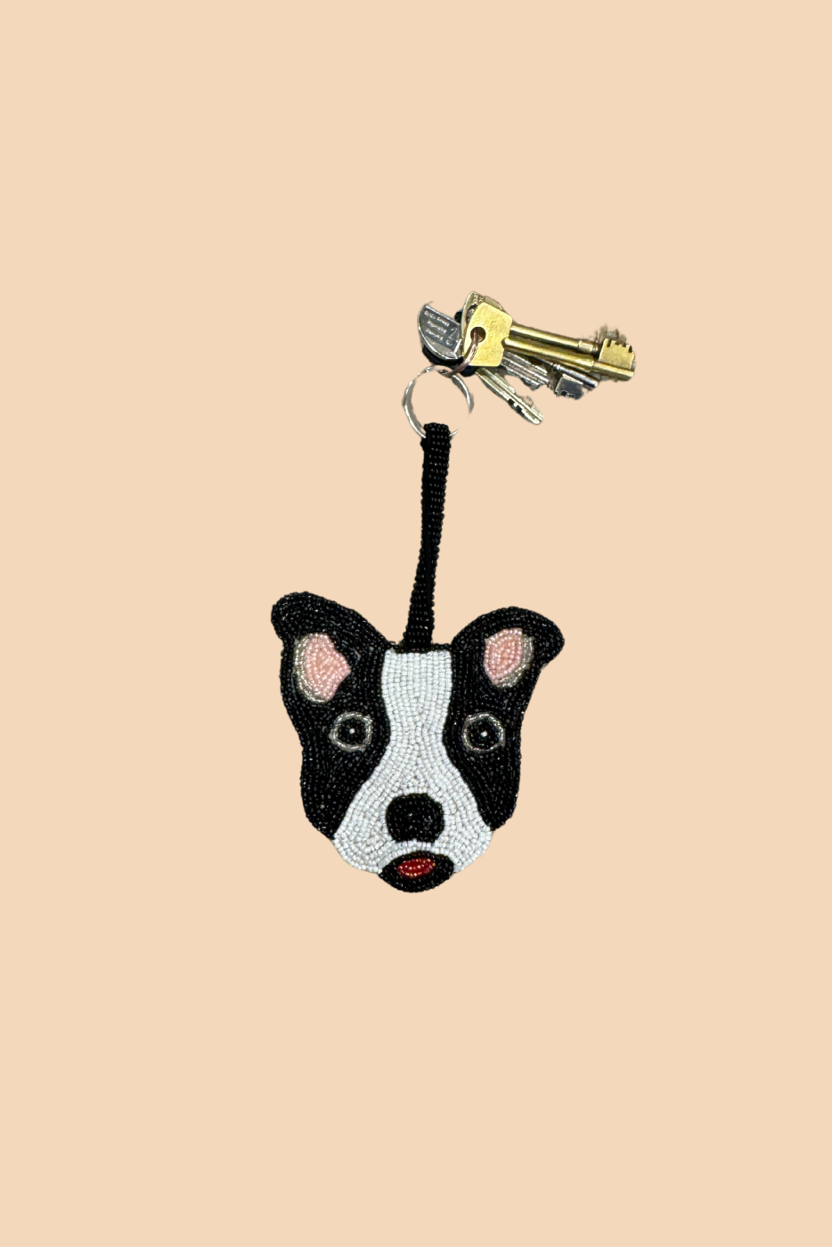 French Bulldog Beaded Charm Keyring