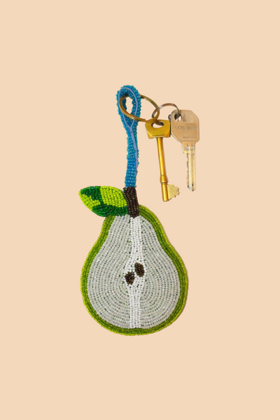 Pear beaded charm keyring
