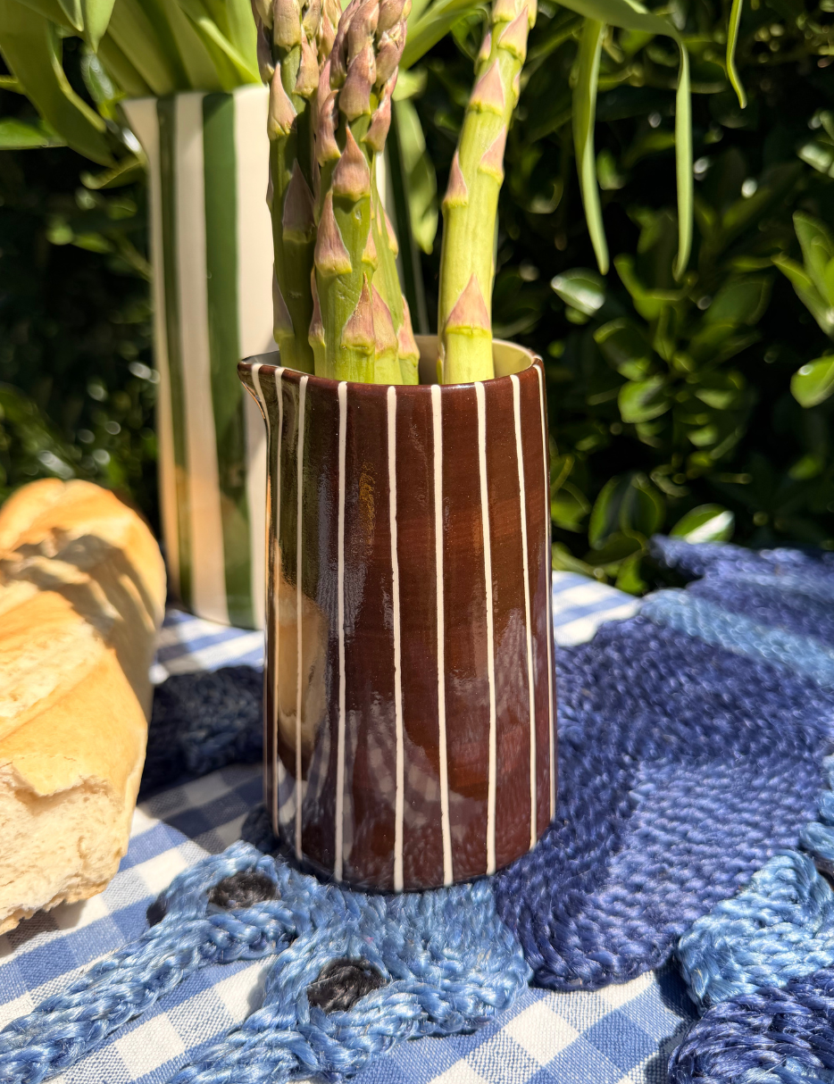creamer jug in brown with stripes
