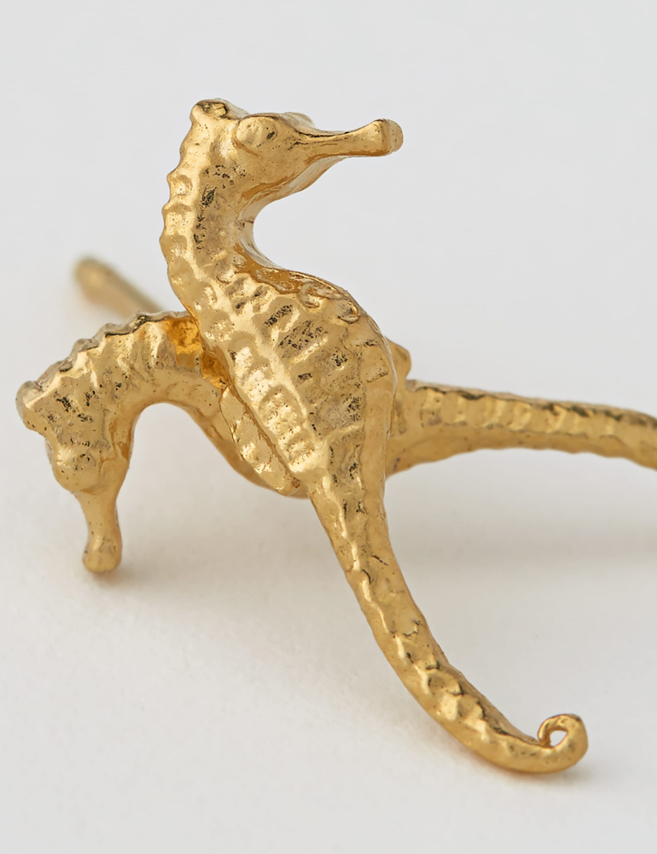 gold plated seahorse stud earring