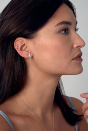 solid recycled silver seahorse stud 
earring and gold plated starfish stud earrings