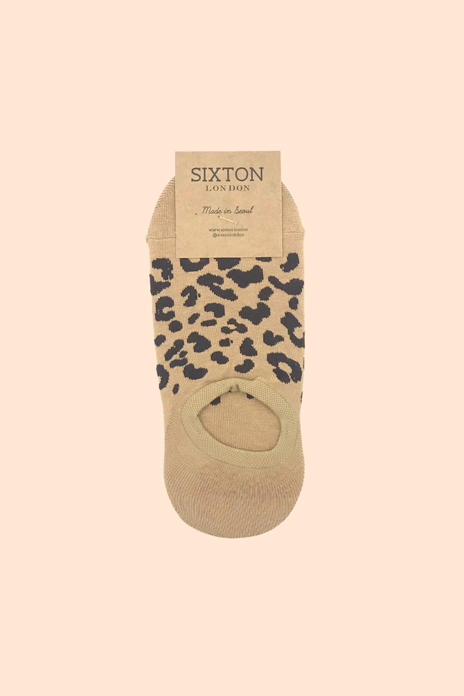 Leopard Trainer Socks Tan