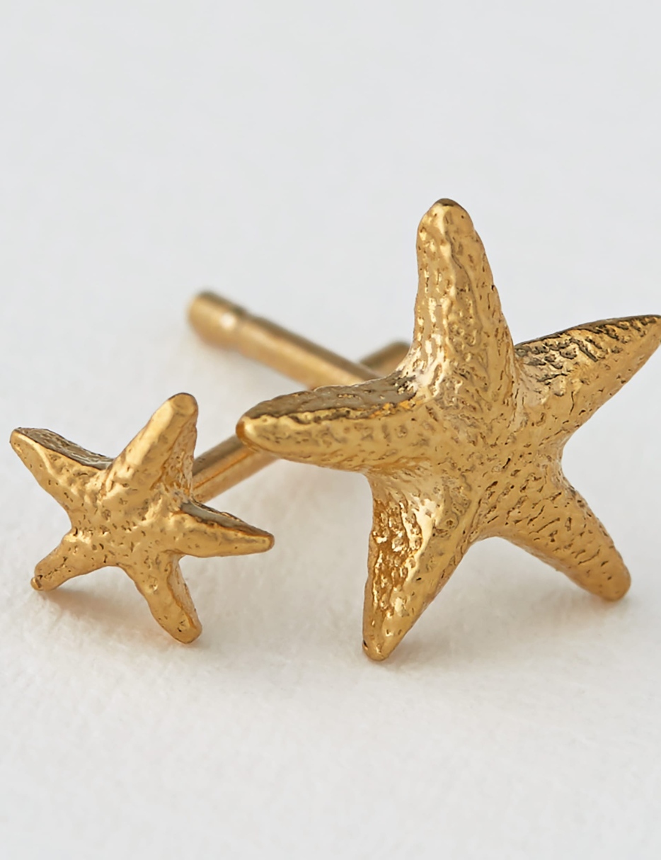 gold plated starfish stud earrings