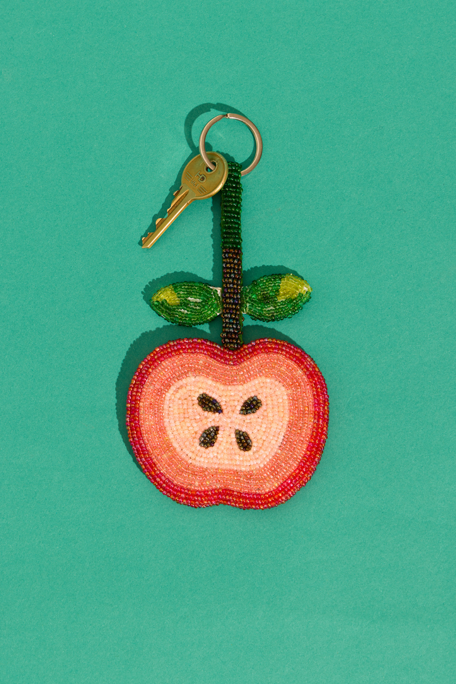 Apple beaded charm keyring