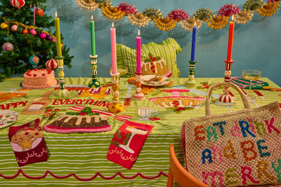 Happy Everything Stripe Tablecloth (PRE-ORDER: arrival end Oct)