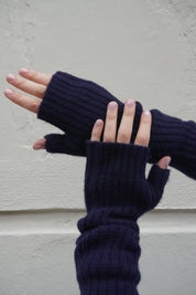 Navy Fingerless Gloves
