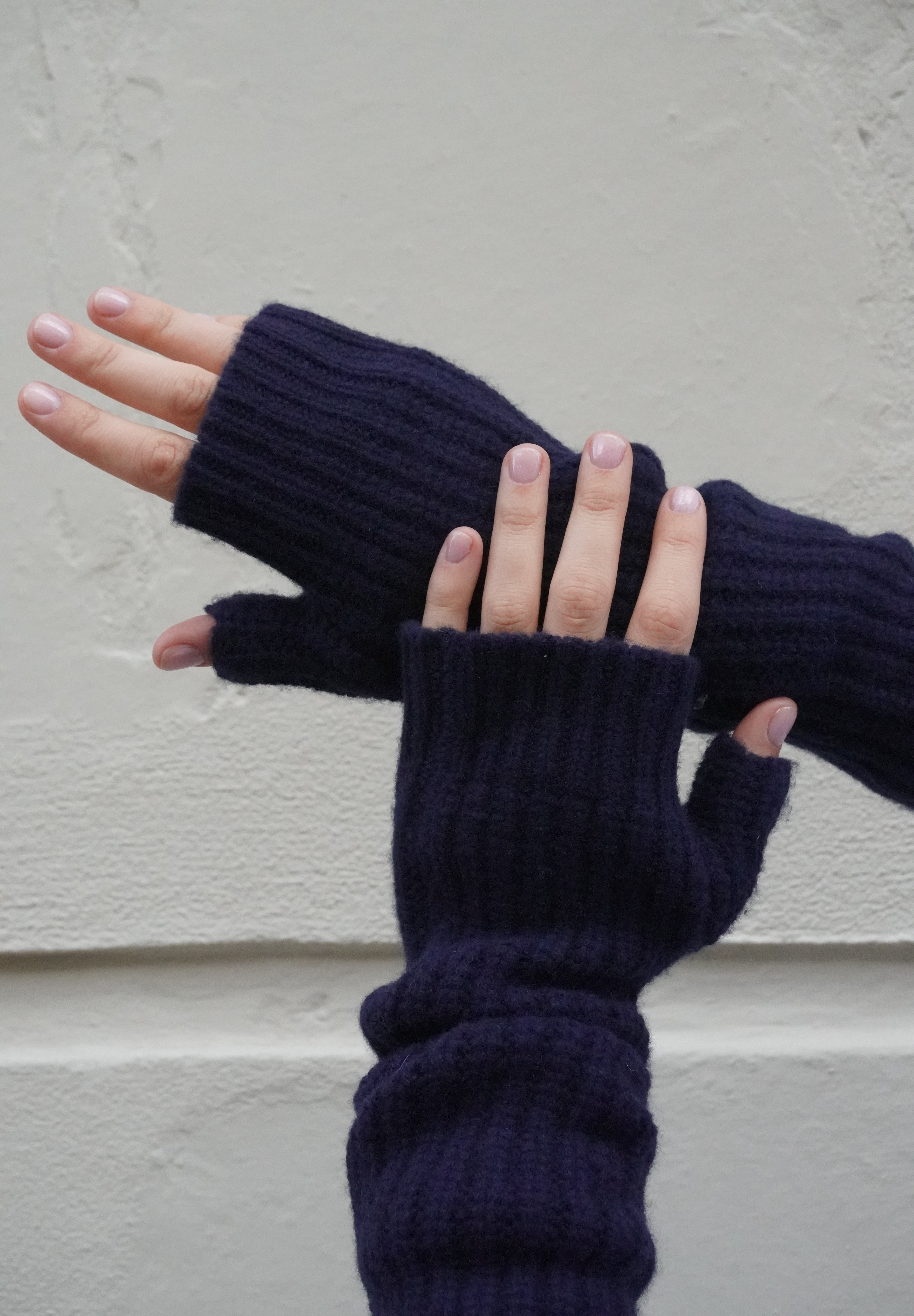 Navy Fingerless Gloves