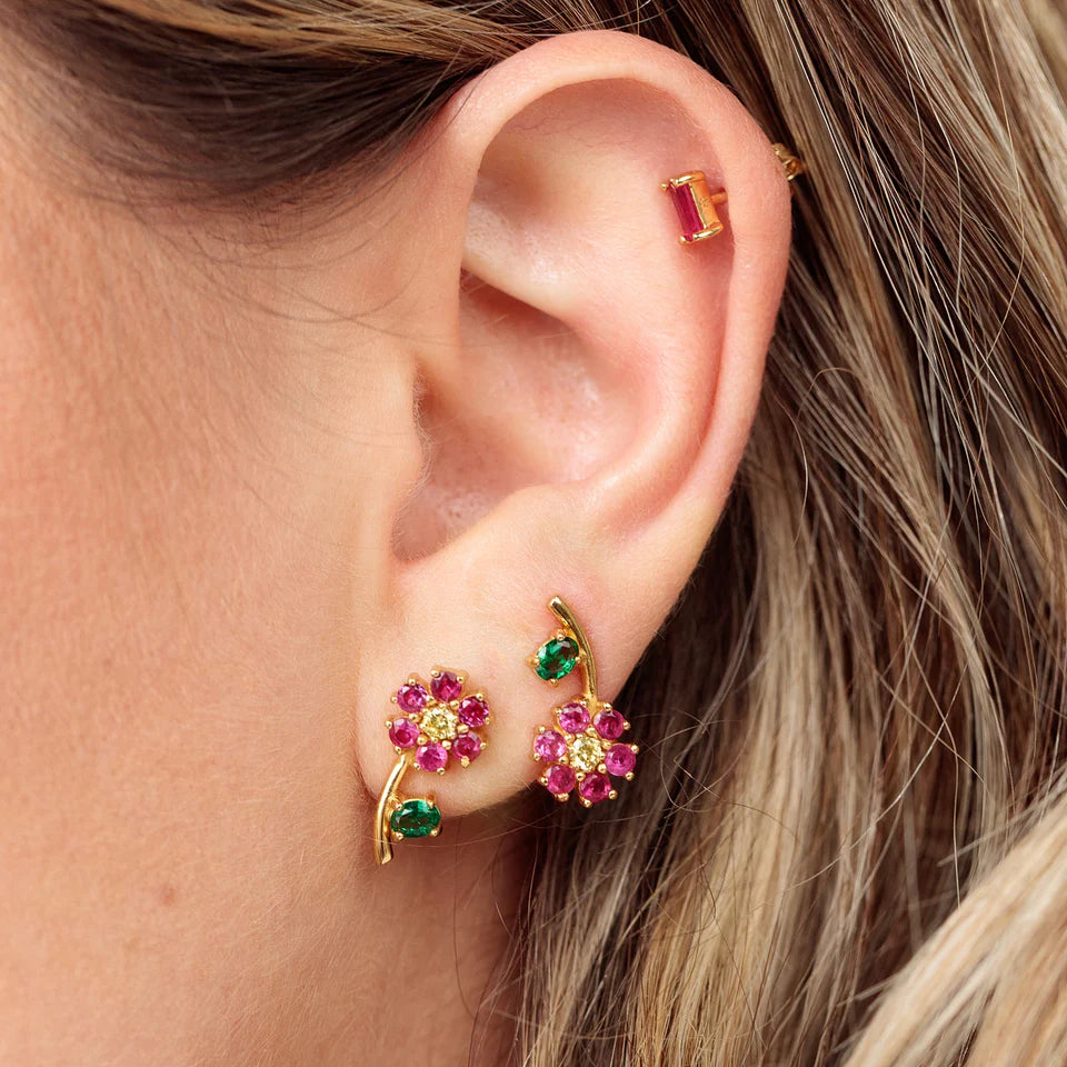 Mismatched Flower Stud Earrings