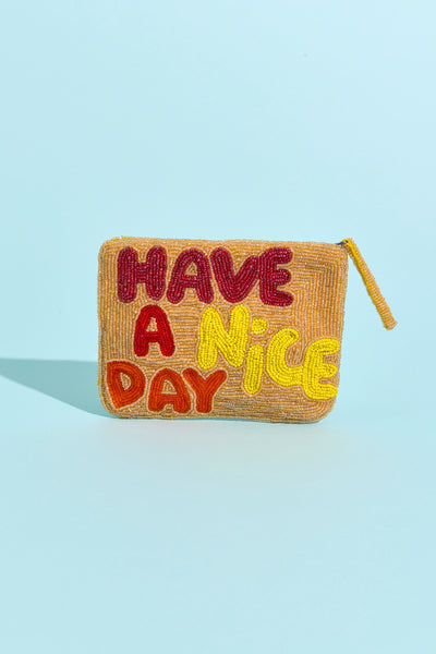 Have a Nice Day Mini Beaded Clutch
