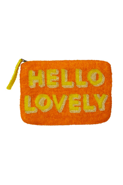 Hello Lovely bead clutch - Orange and yellow