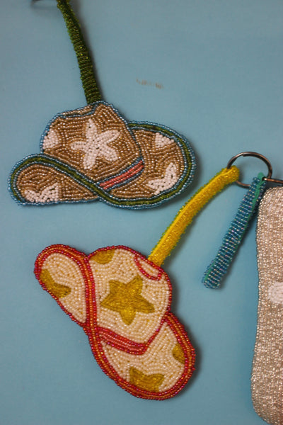Cowboy Hat beaded charm keyring