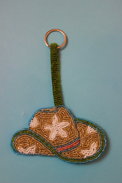 Cowboy Hat beaded charm keyring