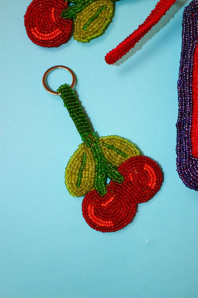 Cherry mini beaded keyring