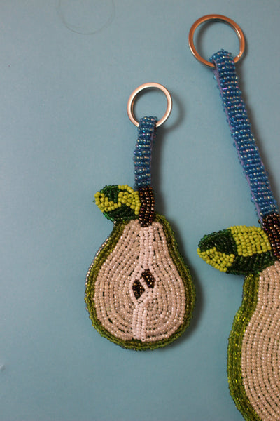 Pear beaded charm keyring