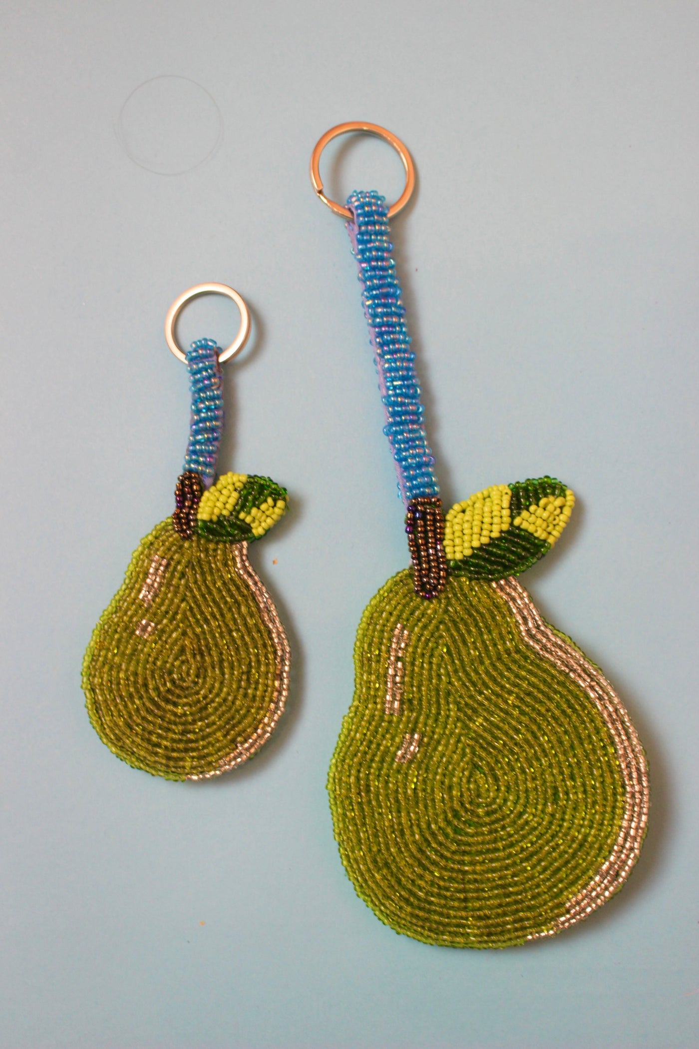 Pear beaded charm keyring