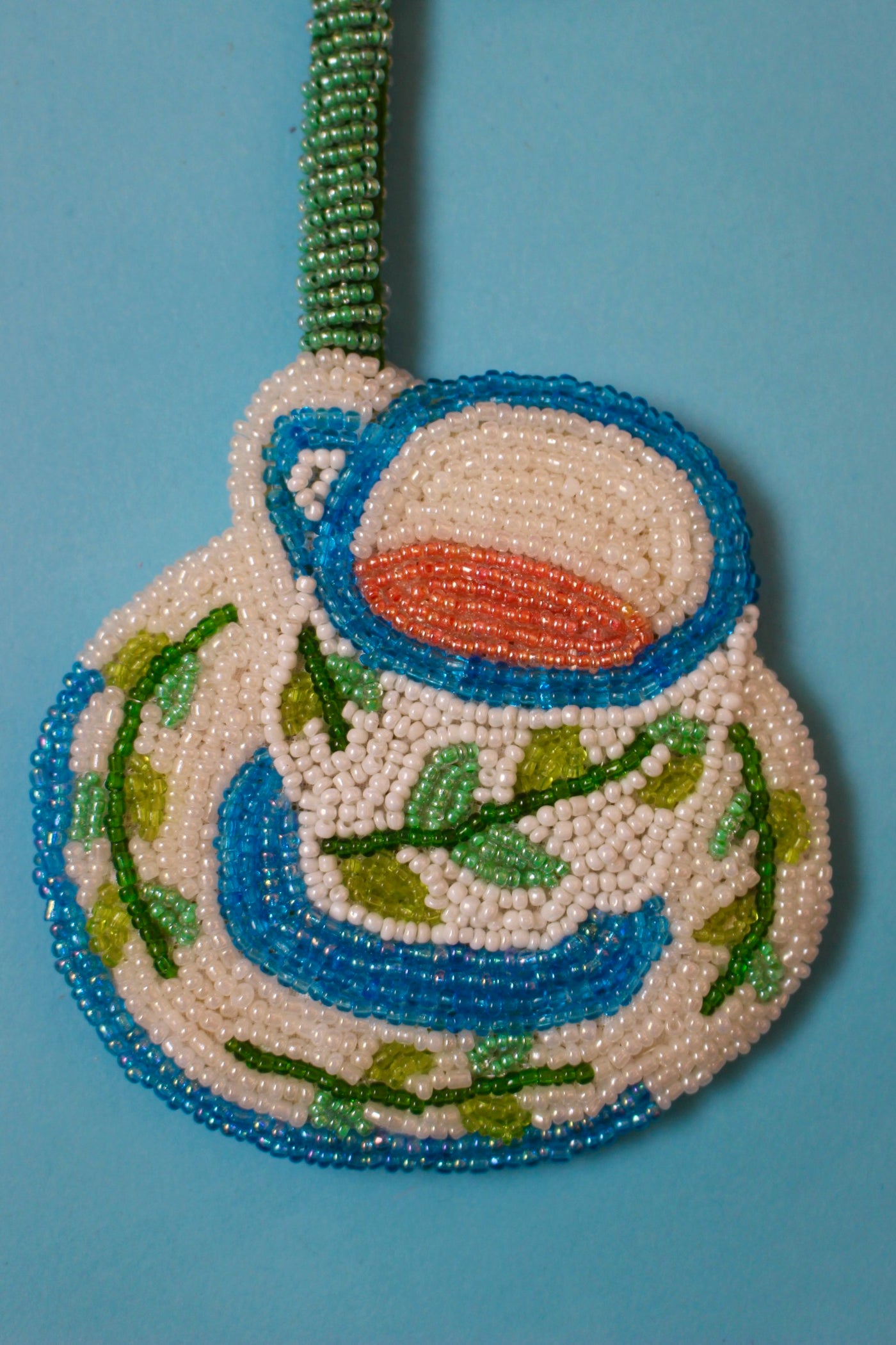 Teacup beaded charm keyring