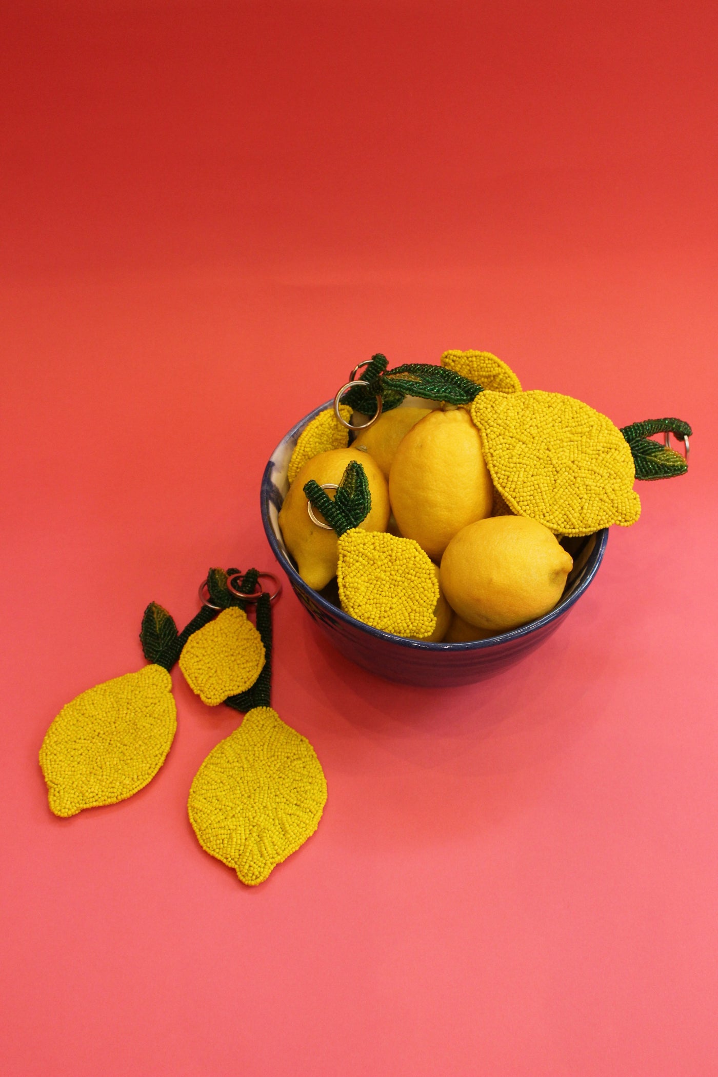 Lemon Beaded Charm Keyring