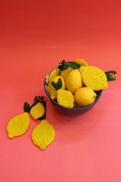 Lemon Beaded Charm Keyring