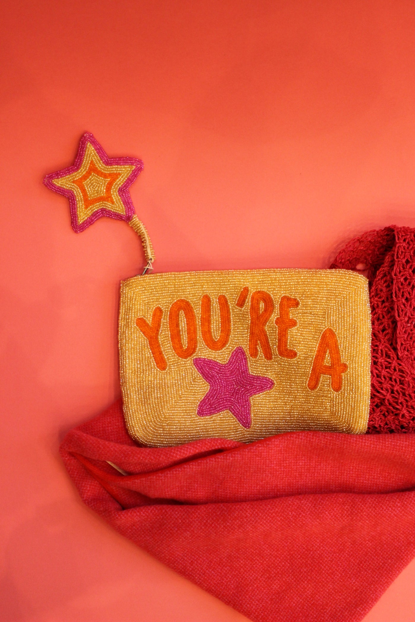 You're a Star Beaded Clutch with Star Zipper