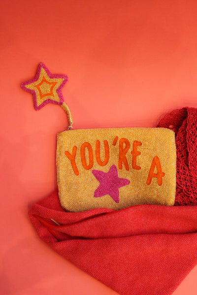You're a Star Beaded Clutch with Star Zipper