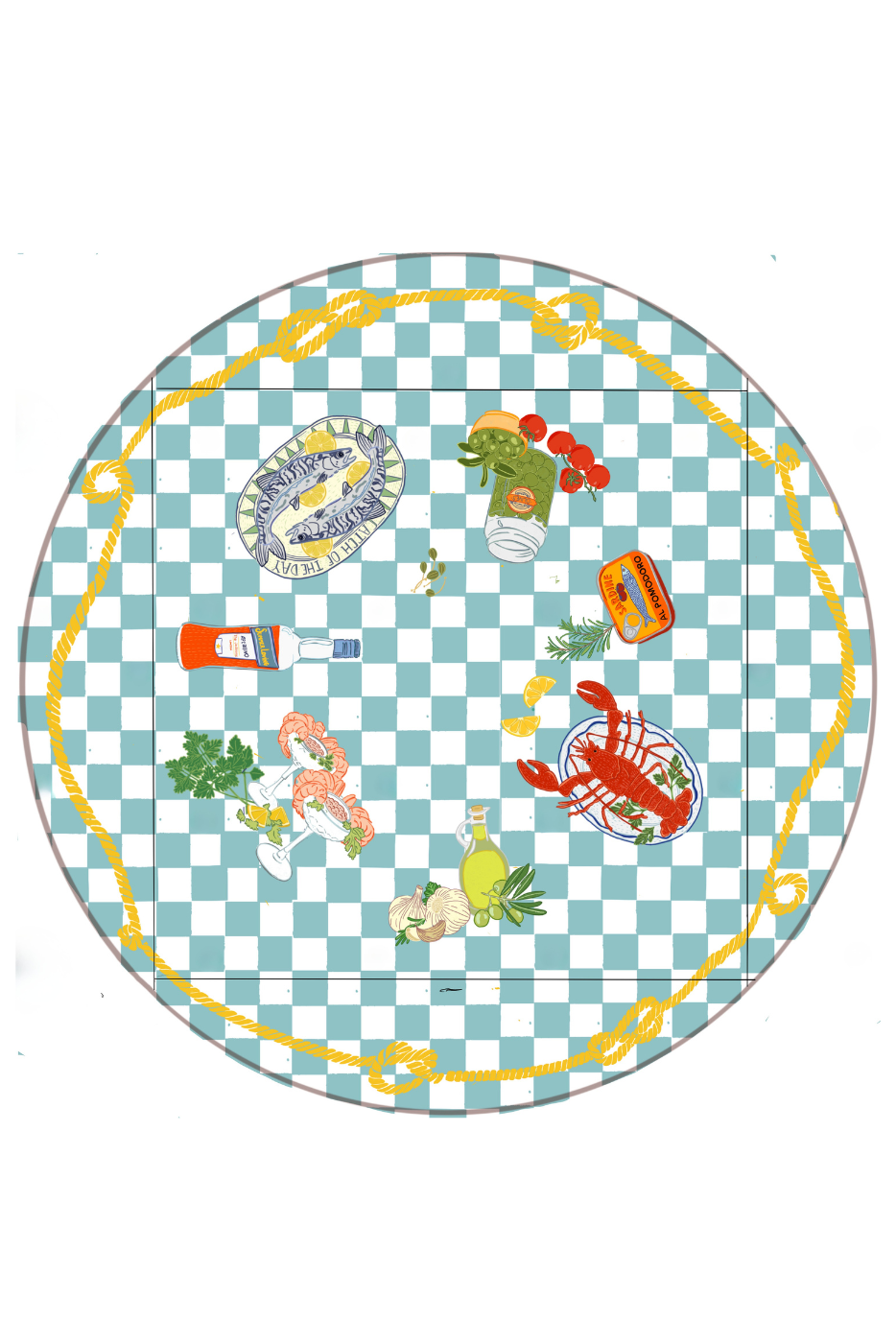 Round Mediterranean Tablecloth