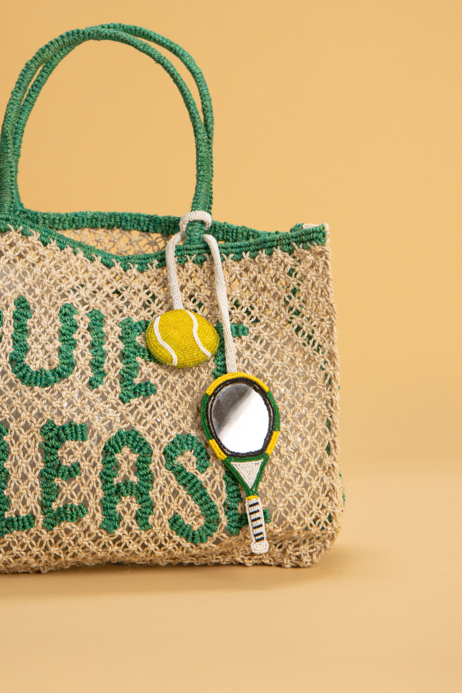 Tennis Ball and Racket with Mirror Bag Charm