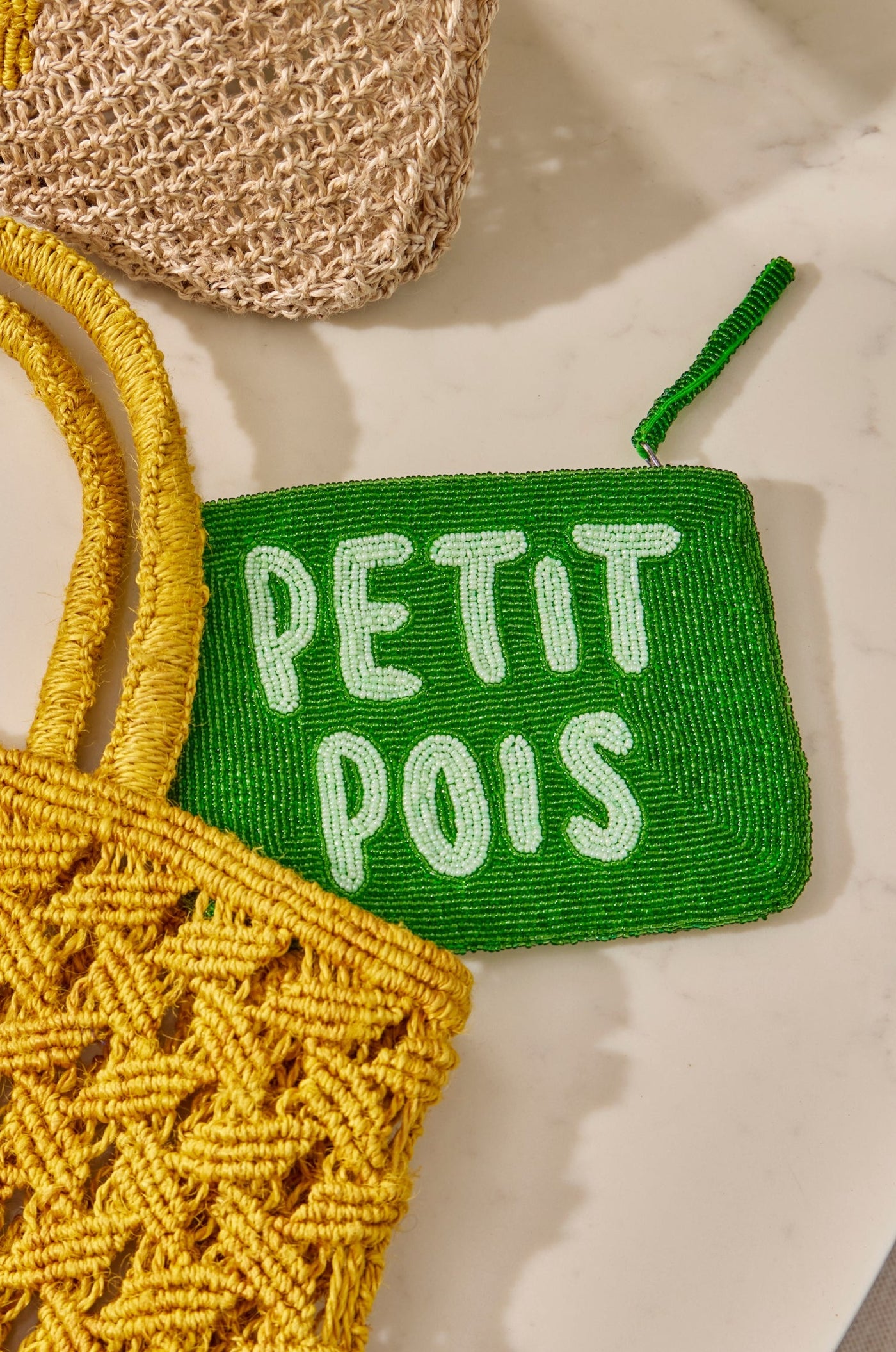 Petit Pois bead mini clutch - Greens