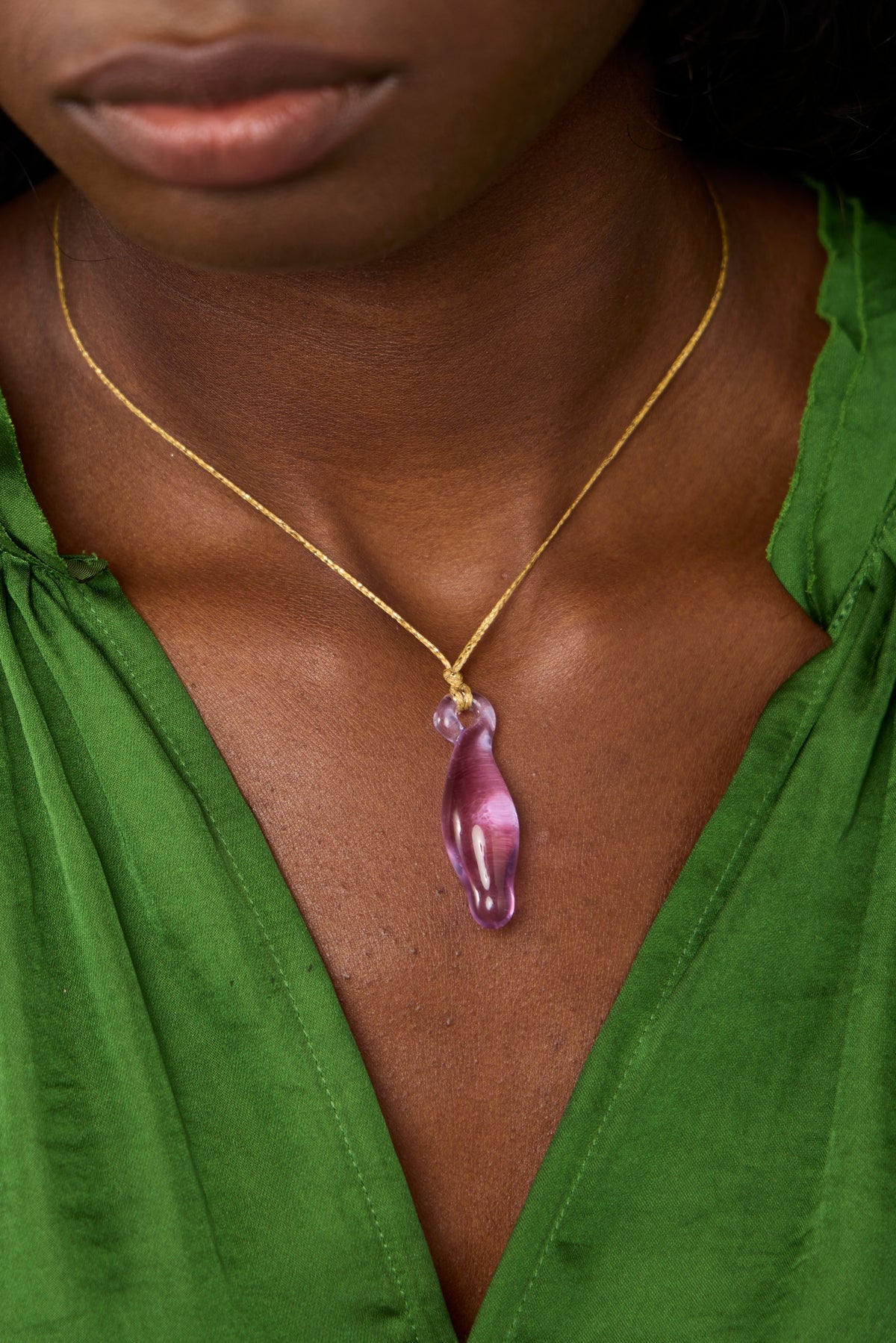Azaz Pink Glass Bead on Cord