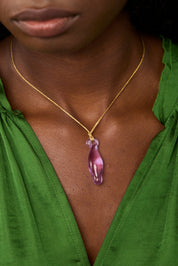 Azaz Pink Glass Bead on Cord