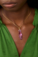 Azaz Pink Glass Bead on Cord