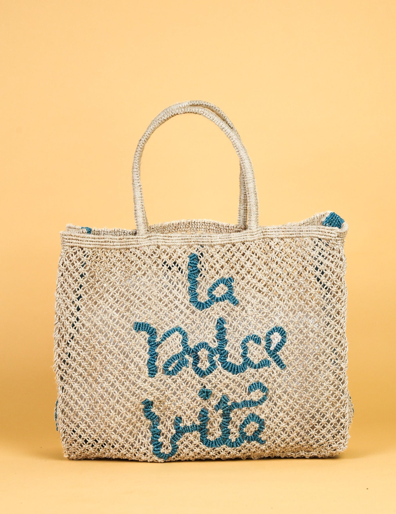 jute bag la dolce vita natural and blue 