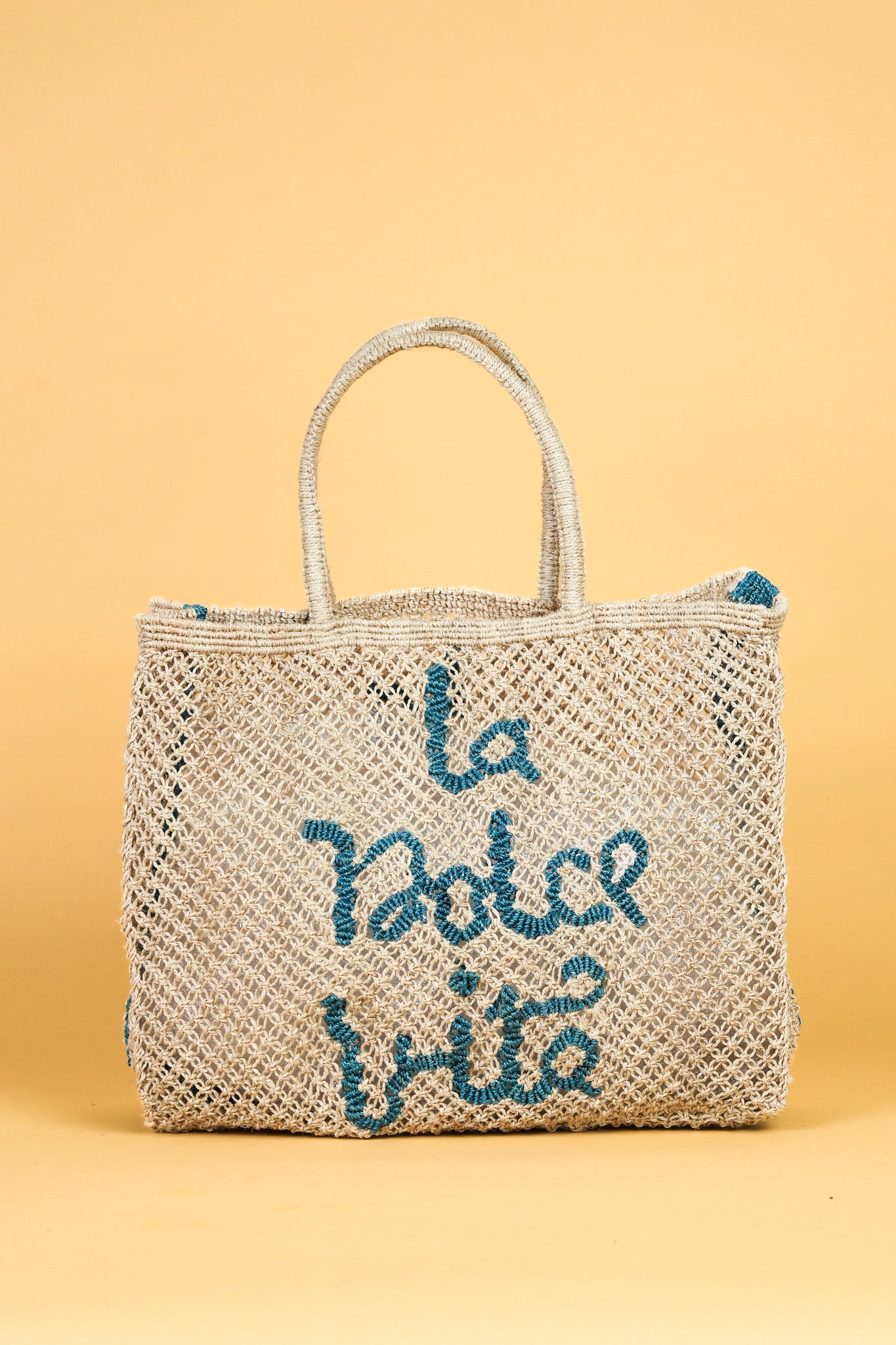 jute bag la dolce vita natural and blue 
