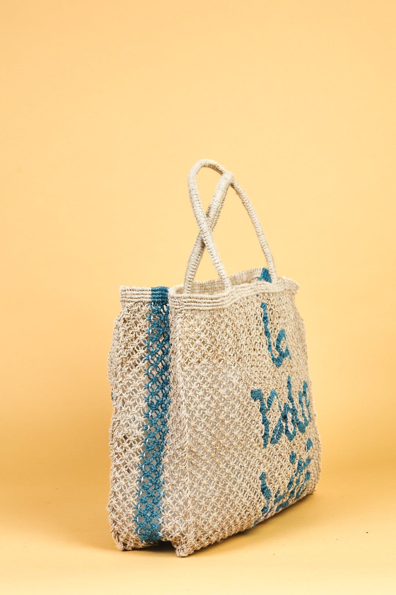 jute bag la dolce vita natural and blue 