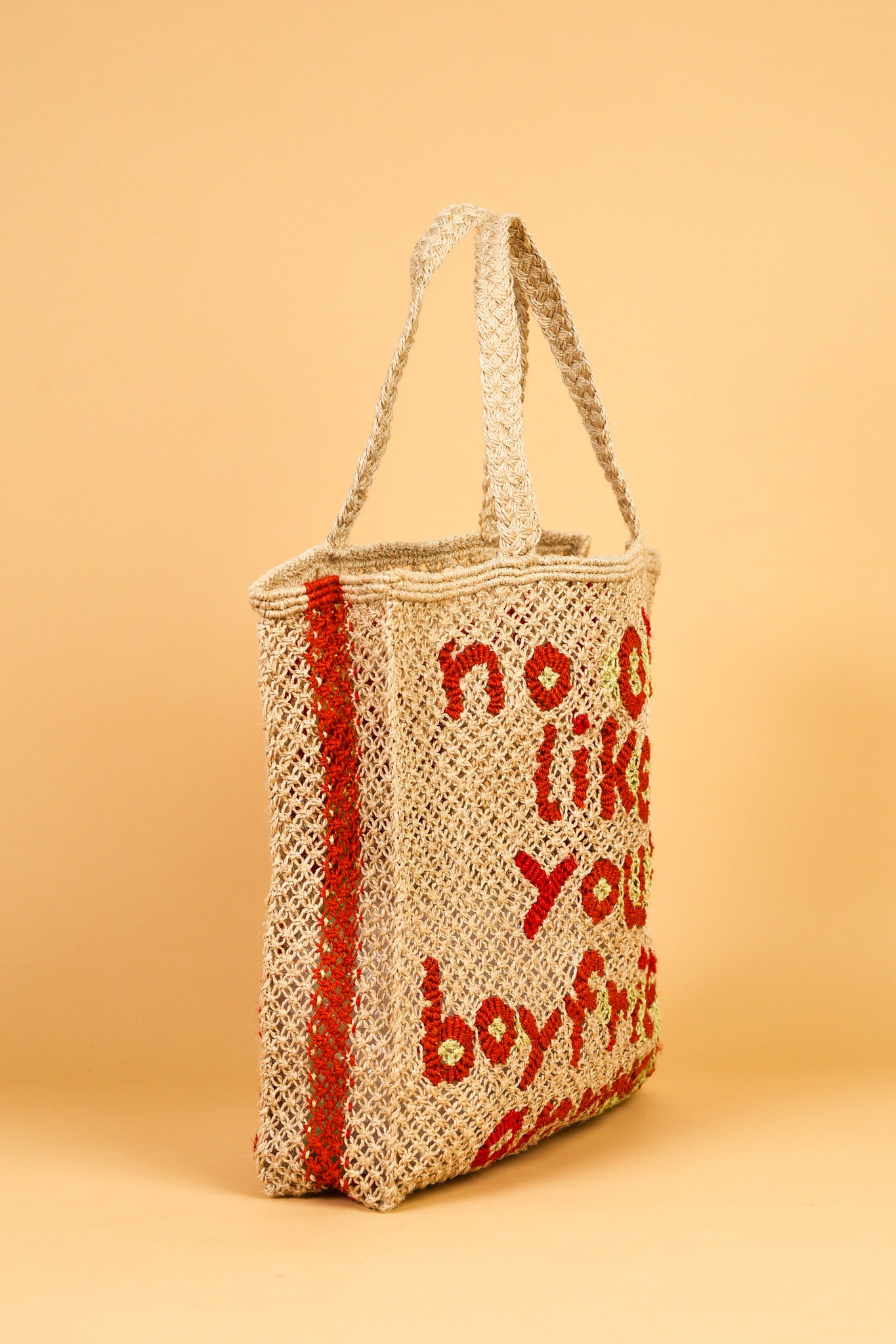 jute bag no one liked your boyfriend anyway natural and red 