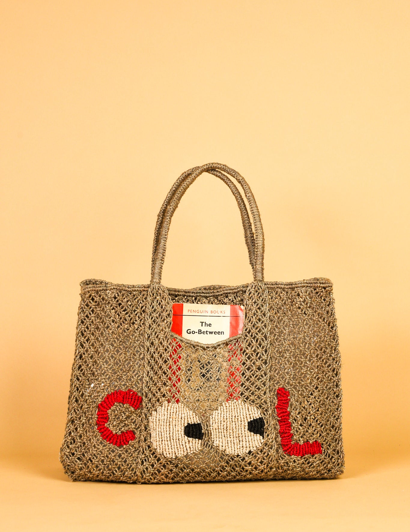 jute bag cool big eyes khaki 