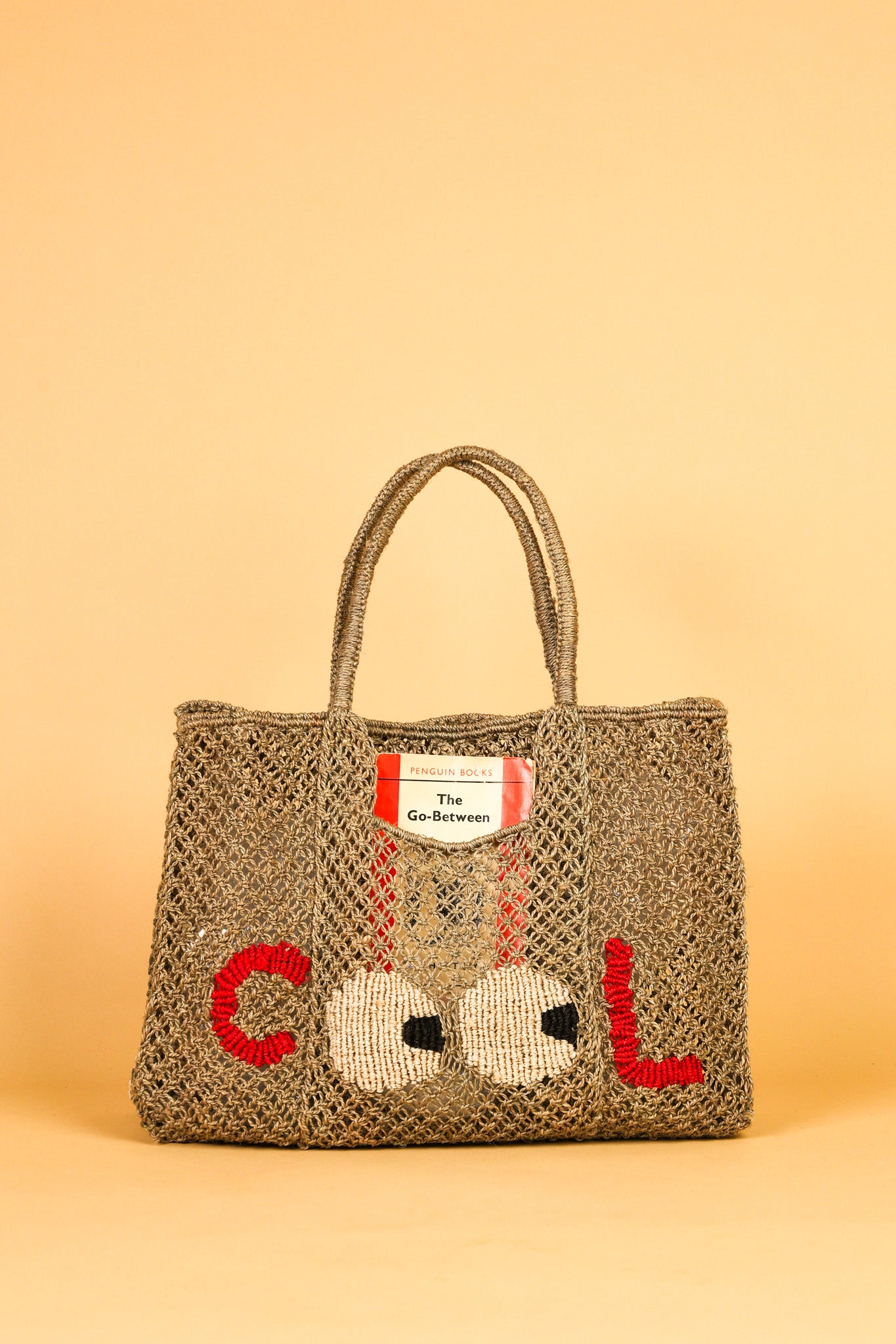 jute bag cool big eyes khaki 