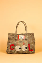 jute bag cool big eyes khaki 