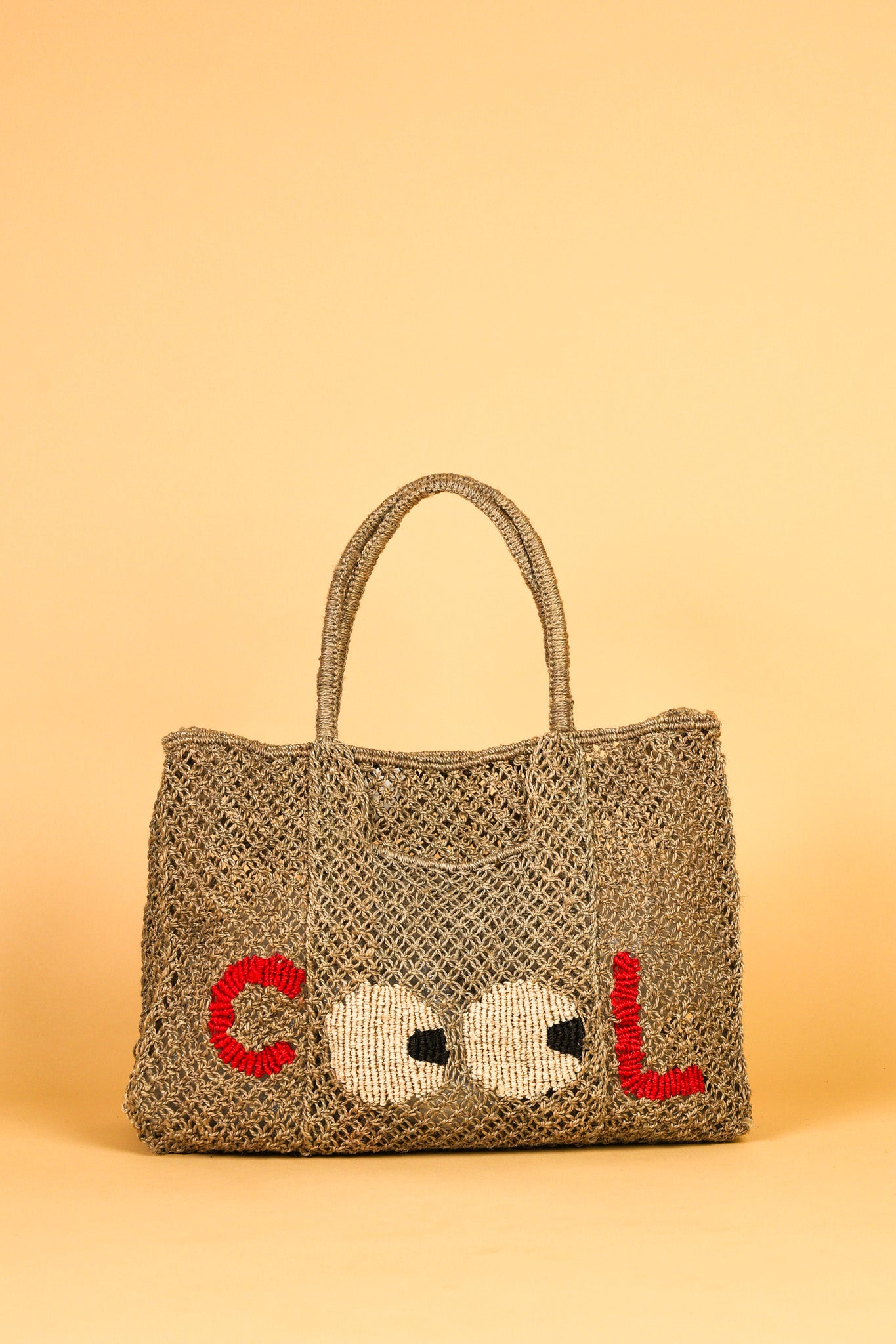 jute bag cool big eyes khaki 