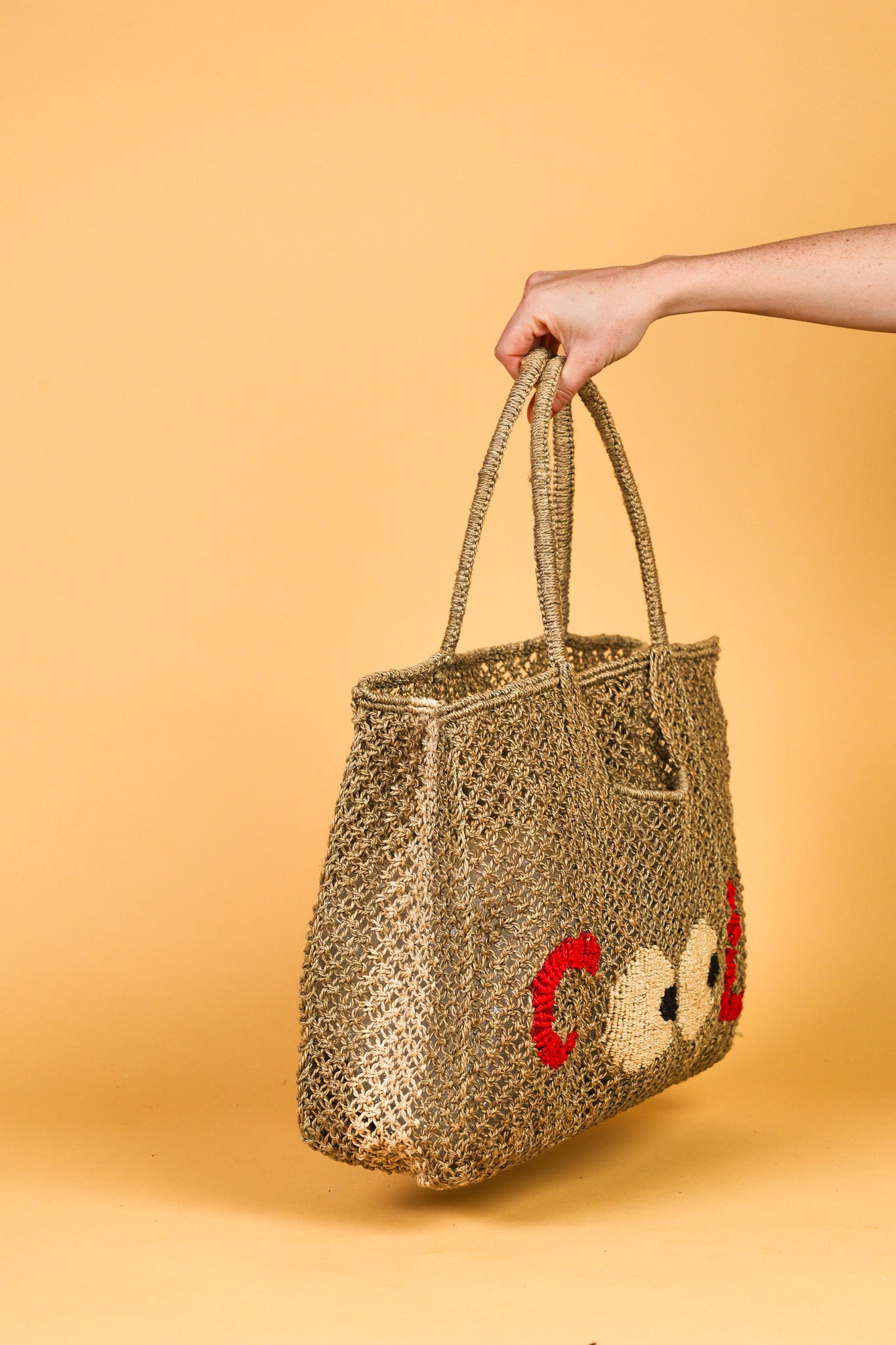 jute bag cool big eyes khaki 