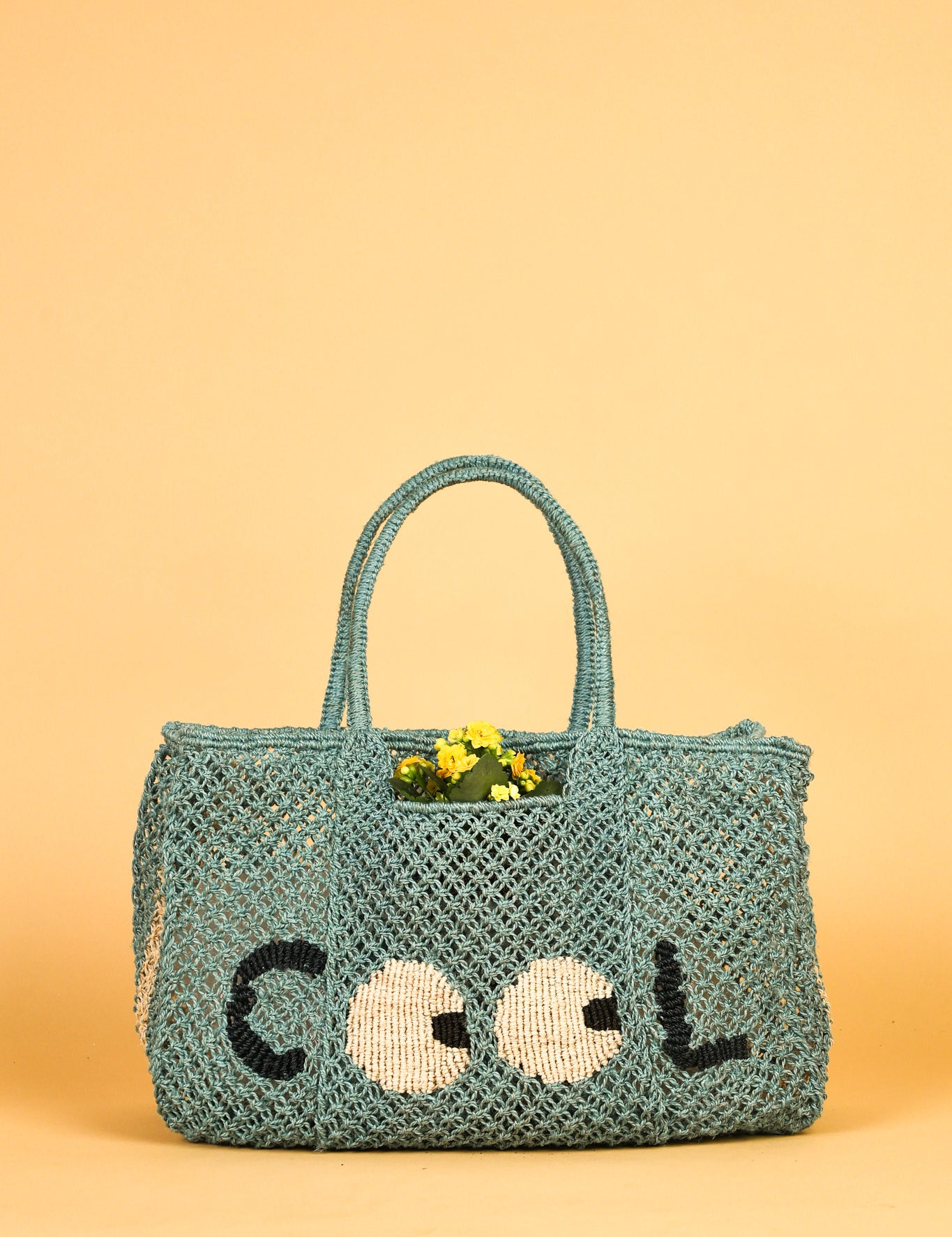 jute bag cool big eyes blue 