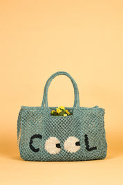 jute bag cool big eyes blue 